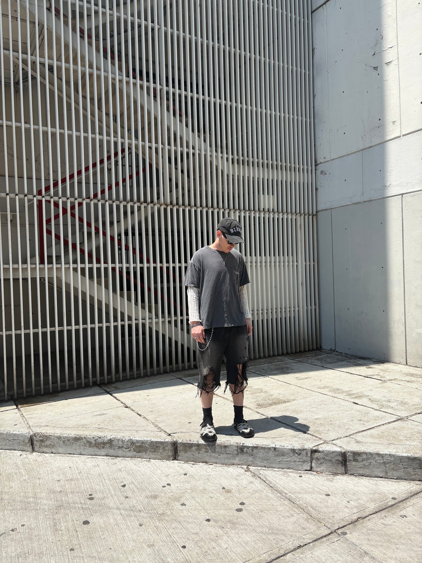 DISTRESSED BLACK JORTS (PREORDER)