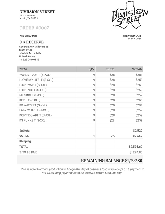 DG RESERVE ORDER 6 FIRST HALF